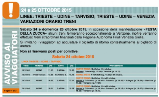 Ecco gli orari dei treni speciali