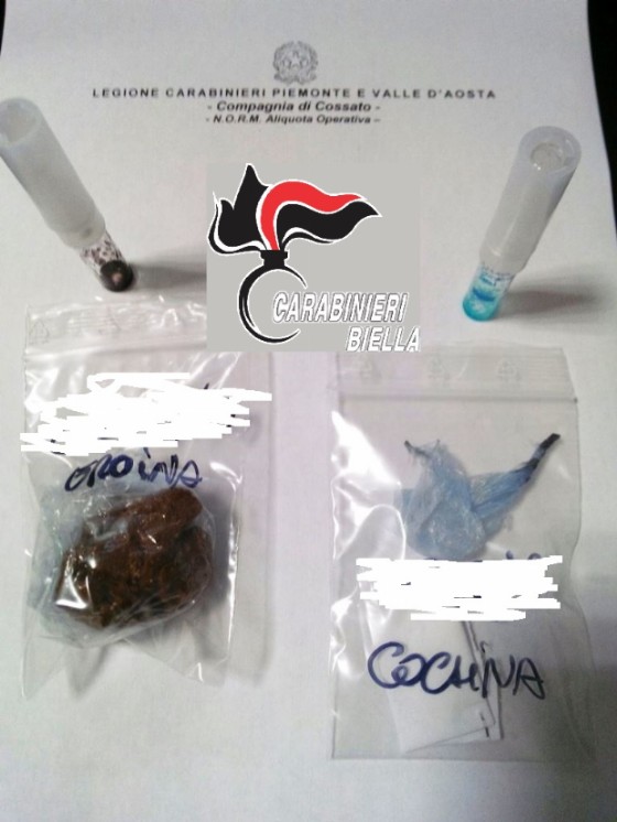 La droga sequestrata dai carabinieri biellesi