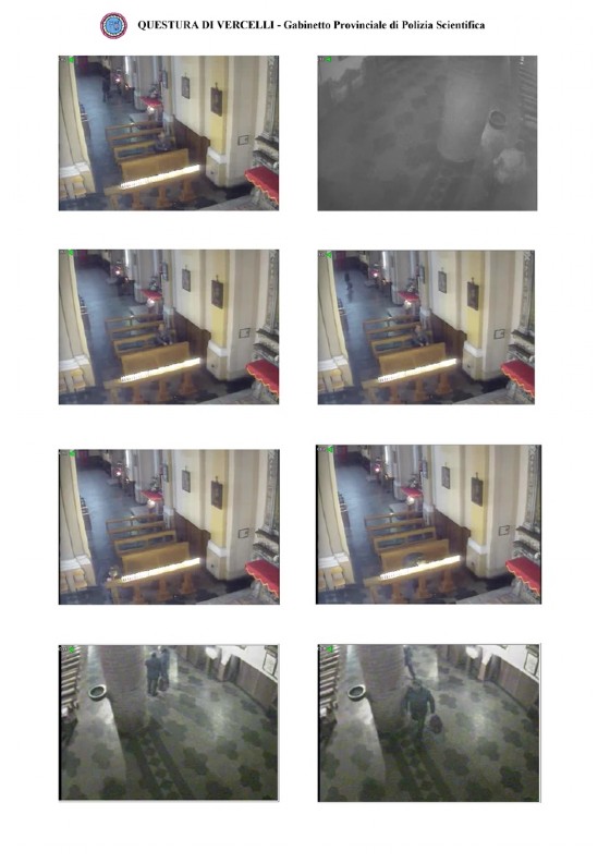 Fotogrammi dei movimenti dell'uomo dentro la chiesa