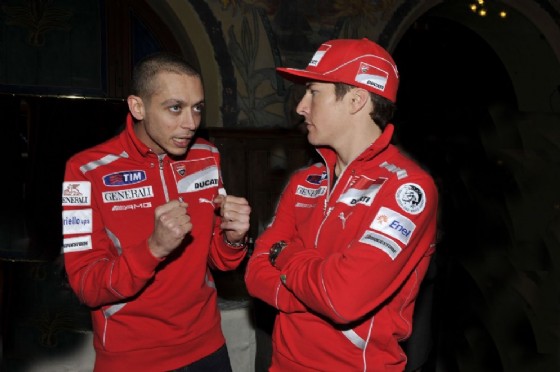 Rossi con Nicky Hayden all'epoca della Ducati