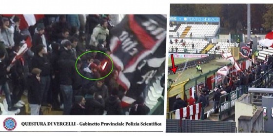 Immagini dei tifosi del Vicenza (© Polizia di Stato Vercelli) Immagini dei tifosi del Vicenza (© Polizia di Stato Vercelli)