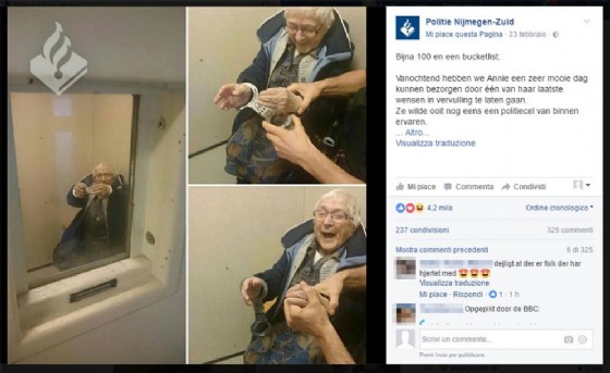 La nonna Annie tutta contenta del suo 'arresto'