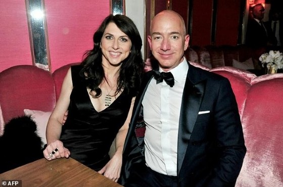 CEO of Amazon Jeff Bezos (R) and writer MacKenzie Bezos attend the Amazon Studios Oscar Celebration at Delilah on February 26, 2017 in West Hollywood, California
