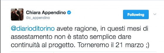 La Giunta torna in diretta il 21 marzo, ce lo annuncia Chiara Appendino