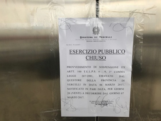 La notifica della Questura di Vercelli