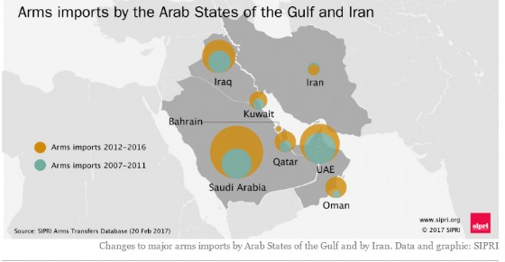 Armi importate dagli Stati del Golfo e dall'Iran.