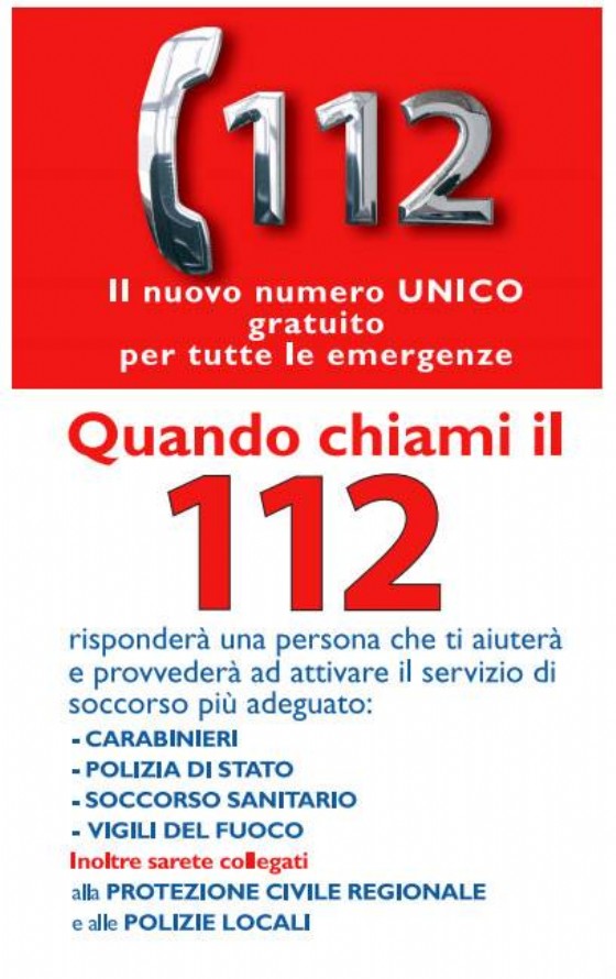 Il nuovo numero unico per le emergenze, il 112