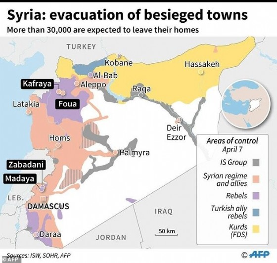 More than 30,000 people are set for evacuation under the deal brokered by rebel backer Qatar and regime ally Iran