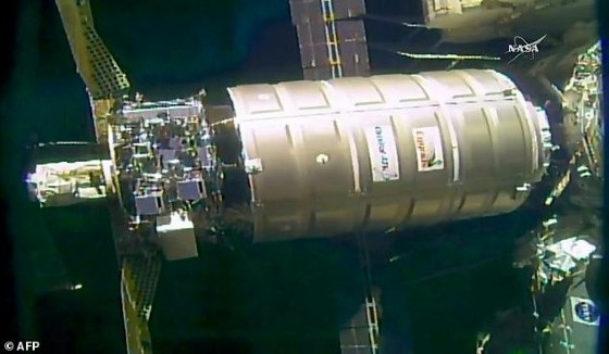 The unmanned Cygnus resupply ship operated by the US company OrbitalATK is show making a delivery to the International Space Station in October 2016
