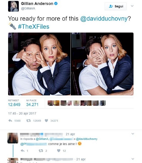 Il tweet di Gillian Anderson