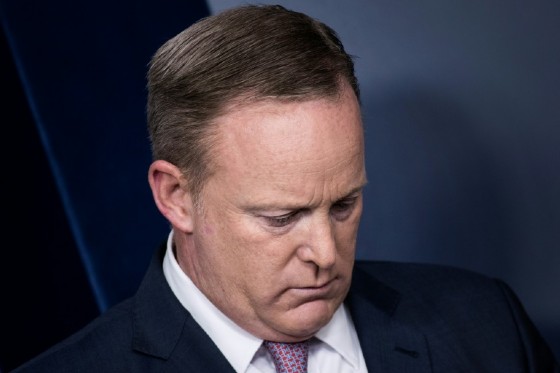 Embattled White House spokesman Sean Spicer told reporters President Donald Trump was "a little dismayed" by the negative media frenzy around his actions