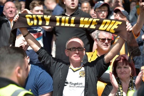 Hull City fans on May 14, 2017, the day their team is relegated from the Premier League