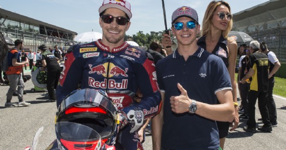 Fabio Di Giannantonio sulla griglia di partenza di Imola con Nicky Hayden