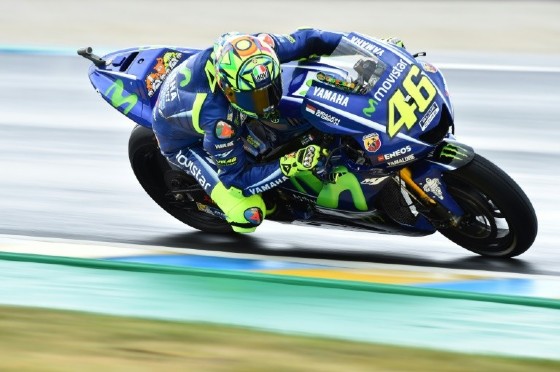 Italy's rider Valentino Rossi competes on his Movistar Yamaha MOTOGP N°46 during a MotoGP free practice session ahead of the French Motorcycle Grand Prix