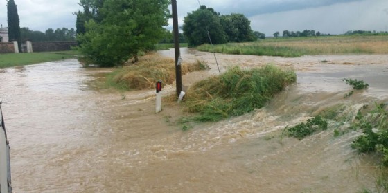 Acqua corre come in un fiume nei pressi del cimitero di Percoto