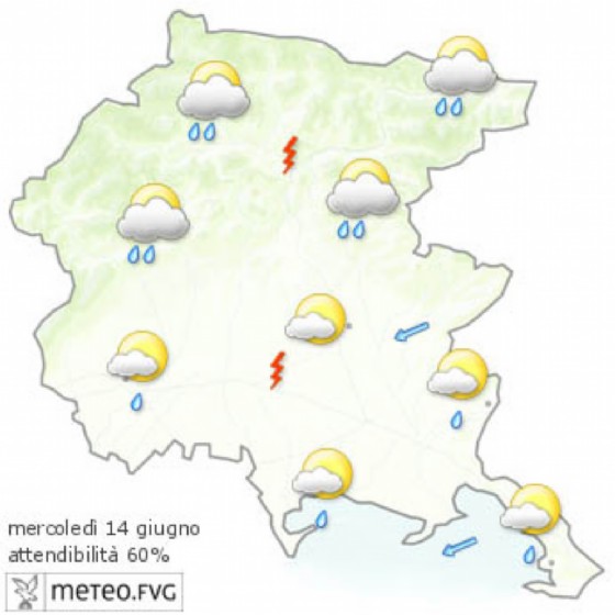 Che tempo farà mercoledì 14 giugno? Ve lo dice l'Osmer Fvg (© Osmer Fvg) Che tempo farà mercoledì 14 giugno? Ve lo dice l'Osmer Fvg (© Osmer Fvg)
