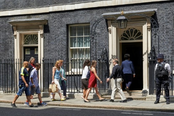 People, involved in the Grenfell Tower block fire arrive at No. 10 Downing Street in central London, on June 17, 2017