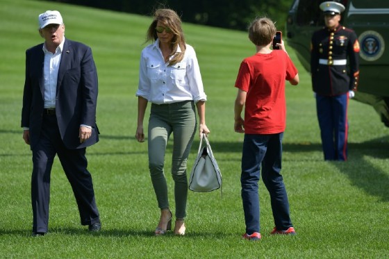 Trump, First Lady Melania and their son Barron return to the White House after spending Father's Day weekend at the Camp David presidential retreat