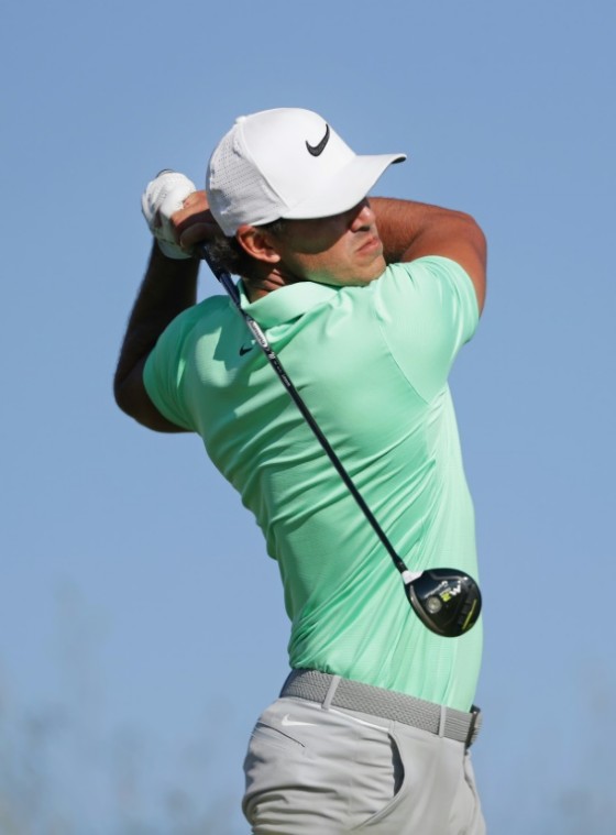 Brooks Koepka of the US plays his shot from the 14th tee during the final round of the 2017 US Open, at Erin Hills in Hartford, Wisconsin, on June 18