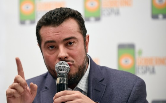 The director of Mexican Human Rights Center Miguel Agustin Pro Juarez, Mario Patron, speaks during a press conference in Mexico City, on June 19, 2017