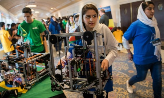 Twice denied US visas until a late intervention by President Donald Trump's administration, an Afghan robotics team competing in Washington is hoping to set an example for girls in their ultra-conservative country