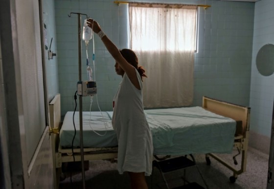 Venezuelan national Dayana Zambrano, 21, rests, as she waits for her due date at the Erasmo Meoz University Hospital in Cucuta, Colombia