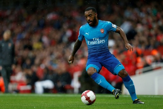 Arsenal's striker Alexandre Lacazette controls the ball on July 29, 2017