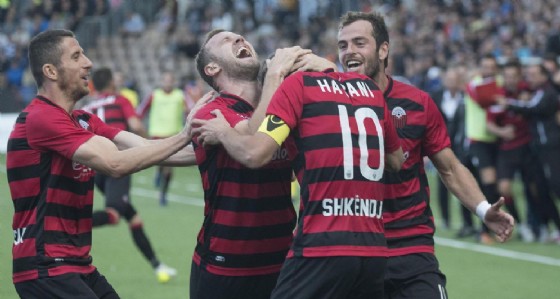 La gioia dei calciatori dell'Shkendija