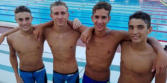 Record regionale di categoria ragazzi nella staffetta 4x200 stile libero per la Gymnasium Friulovest di Pordenone (© Gymnasium Friulovest Banca) Record regionale di categoria ragazzi nella staffetta 4x200 stile libero per la Gymnasium Friulovest di Pordenone (© Gymnasium Friulovest Banca)