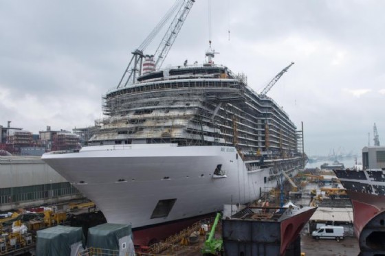 Fincantieri pronta per la cerimonia di 'float out' della 'MSC Seaview' (© ANSA) Fincantieri pronta per la cerimonia di 'float out' della 'MSC Seaview' (© ANSA)