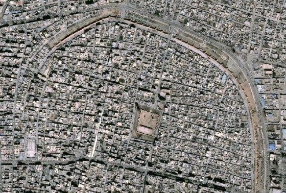 This handout image released by Airbus DS and taken by Pleiades satellites on March 11, 2017, shows the Old City in the Syrian city of Raqa, Islamic State (IS) group's de facto capital