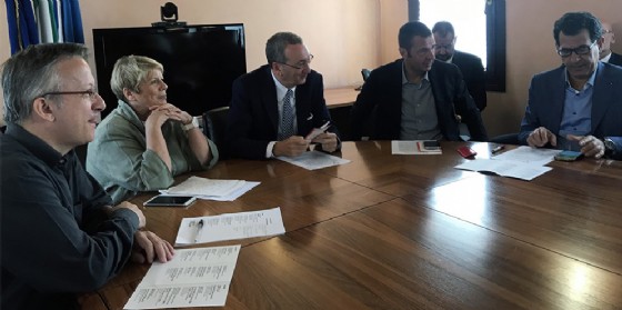 Diego Cal, Alessandra Montini, Sergio Bolzonello, Alessandro Ciriani e Pietro Tropeano alla presentazione dell'autunno musicale dell'orchestra S. Marco