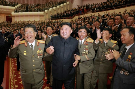 Kim Jong-Un attends an art performance dedicated to nuclear scientists and technicians, who worked on a hydrogen bomb which the regime claimed to have successfully tested, at the People's Theatre in Pyongyang