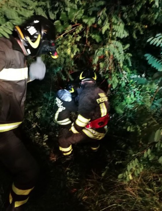 Vigili del fuoco in azione nel salvataggio