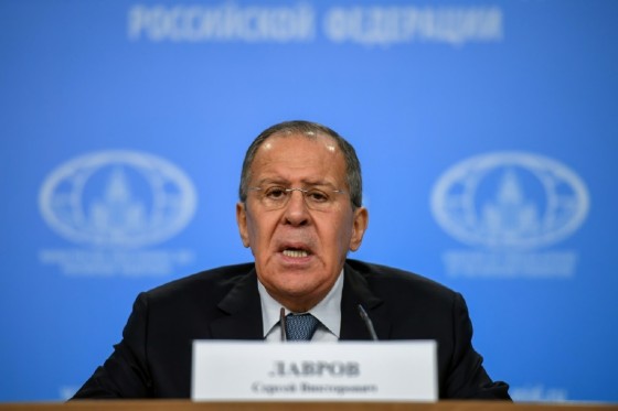 Russian Foreign Minister Sergei Lavrov delivering his annual press conference in Moscow on January 15,