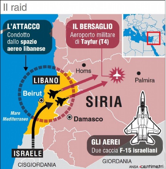 Nell'infografica realizzata da Centimetri i dettagli del raid contro la base aerea di Tayfur
