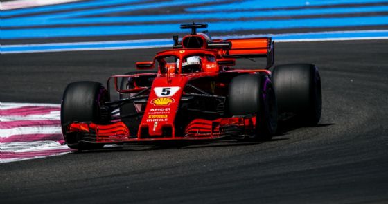 Sebastian Vettel in pista con la Ferrari nelle prove libere del GP di Francia di F1 al Paul Ricard
