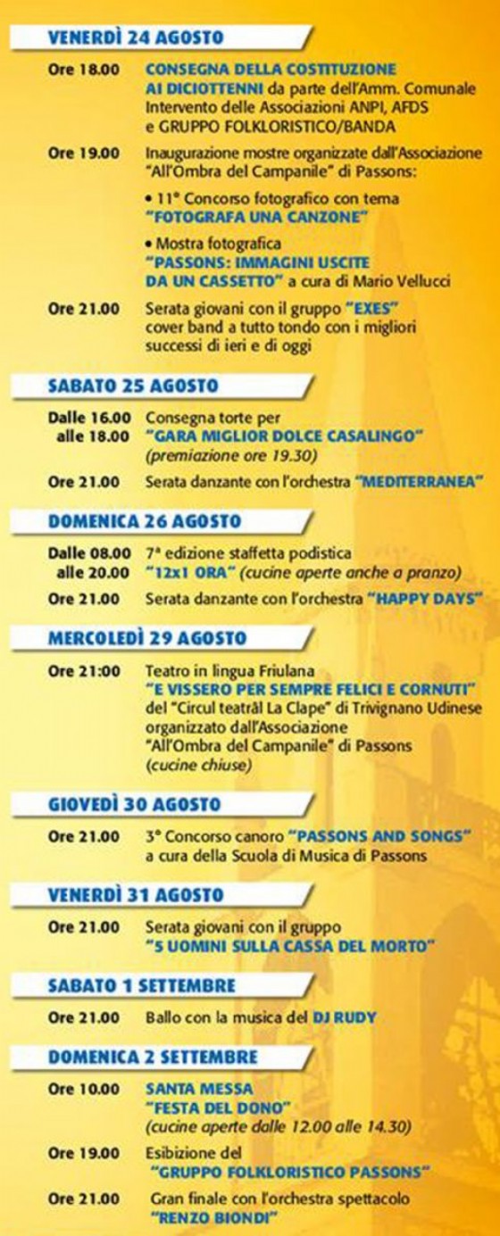 A Passons arriva la Fieste in Pais