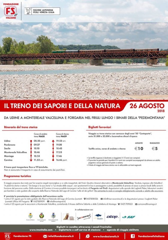 Si torna tutti in carrozza con il "Treno dei Sapori e della Natura" alla scoperta della Riserva del Lago di Cornino