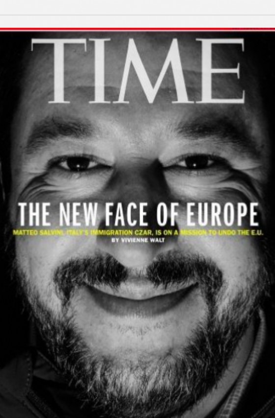 Il vicepremier e ministro dell'Interno Matteo Salvini sulla copertina del Time