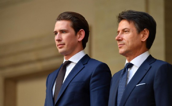 Il premier Giuseppe Conte con il cancelliere austriaco Sebastian Kurz