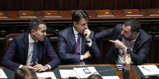 Luigi Di Maio Giuseppe Conte e Matteo Salvini alla Camera