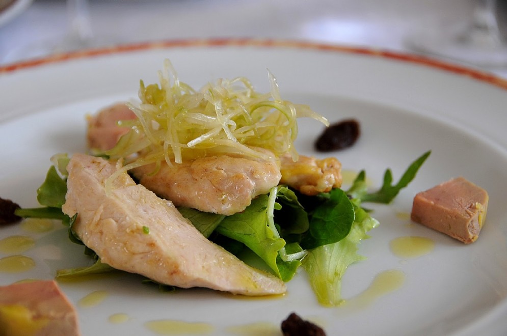Insalata di faraona e fegato grasso