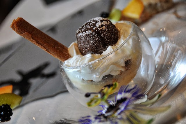 Dessert caldo freddo al cioccolato e Sherry Pedro Ximenez