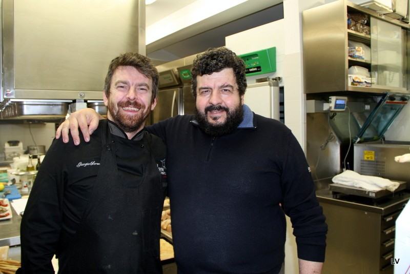 Giorgio Servetto con Giovanni Gaibisso, proprietario del ristorante Locanda dell'Asino e dell'Hotel Baia Blu