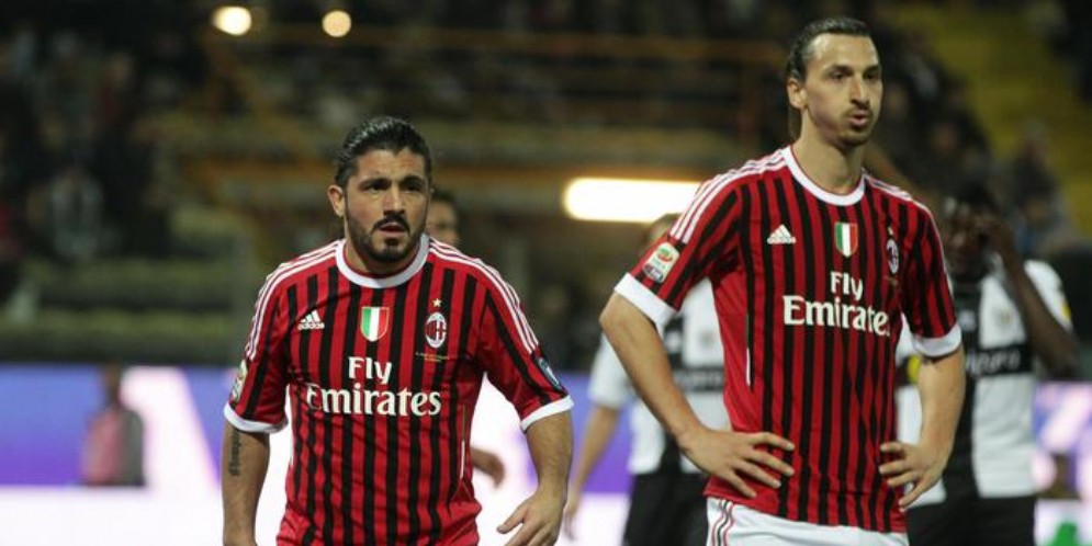 Gattuso e Ibrahimovic con la maglia del Milan