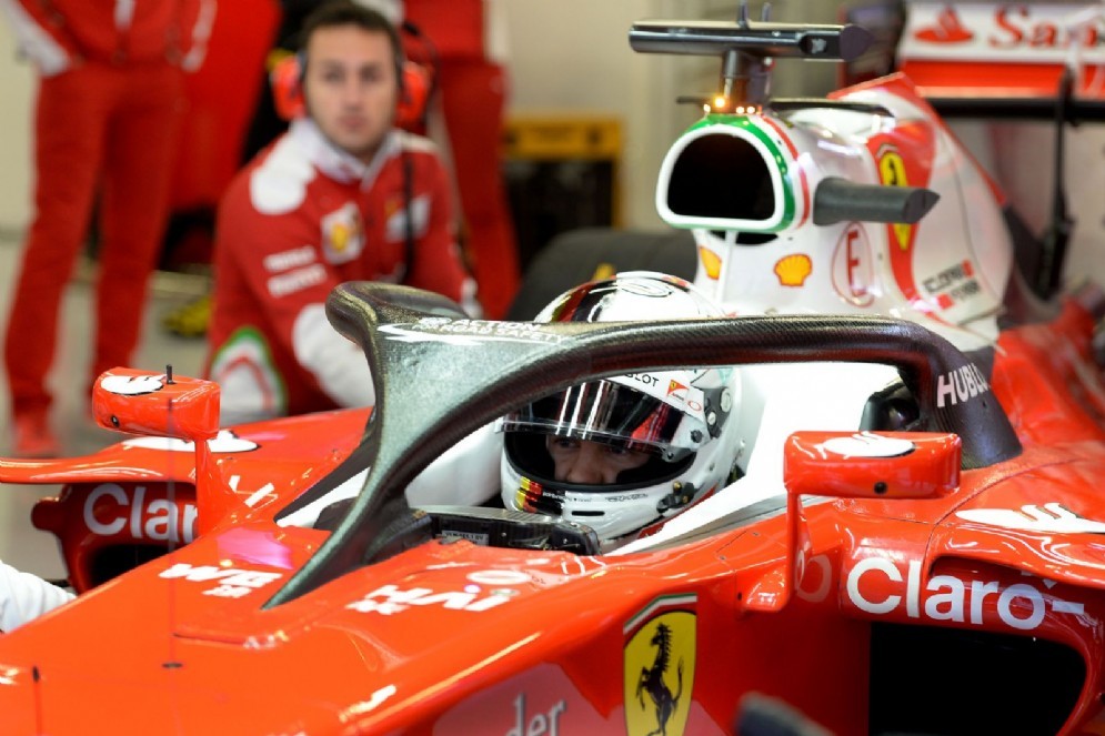 La Ferrari di Vettel con il sistema Halo