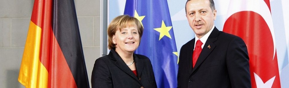 La cancelliera di Germania Angela Merkel e il presidente turco Tayyp Recep Erdogan.