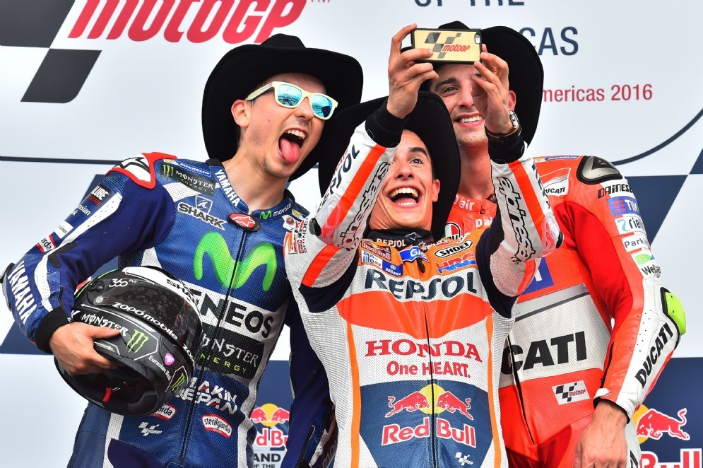 Jorge Lorenzo e Andrea Iannone sul podio con Marquez
