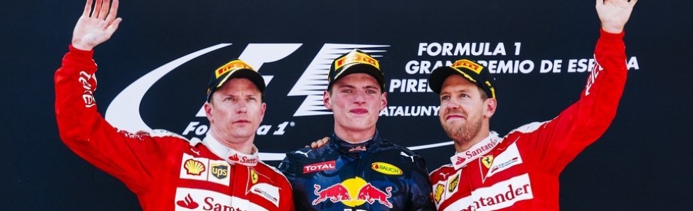Il podio del GP di Spagna: Verstappen davanti ai ferraristi